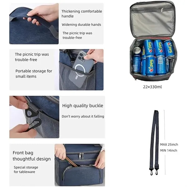 15 Liters Insulated Lunch Bag with Adjustable Shoulder Strap