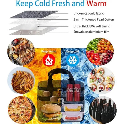 10L Dual Insulated Lunch Bag Organizer w/Adjustable Shoulder