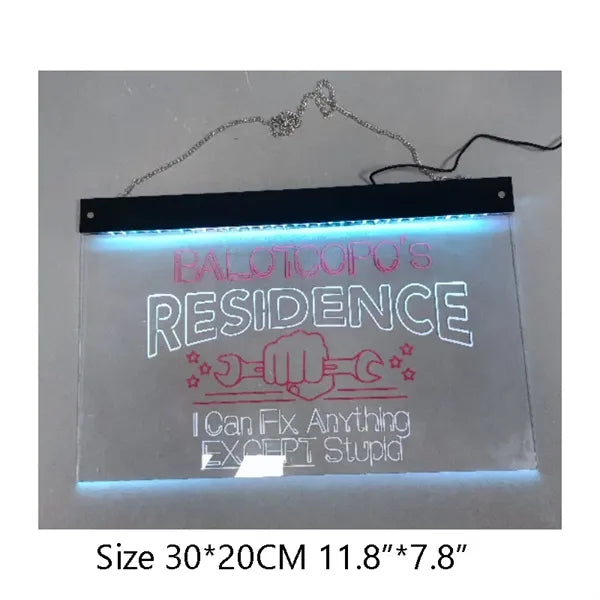Transparent Neon Led Sign Billboard Denoter w/ Custom Text