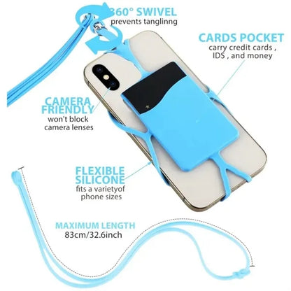 Silicone Lanyard With Phone Holder & Wallet