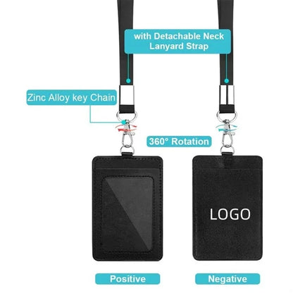 PU Leather ID Badge with lanyard with
