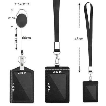 PU Leather ID Badge with lanyard with