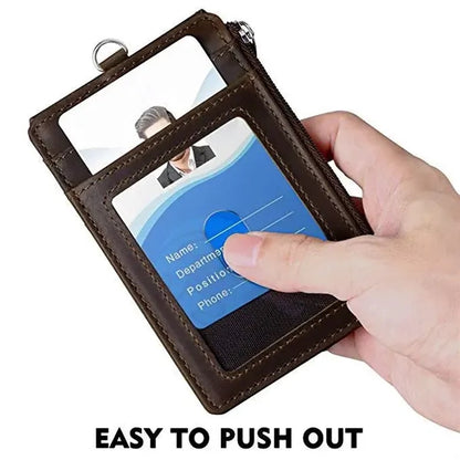 PU Leather ID Card Holder Wallet with Lanyard