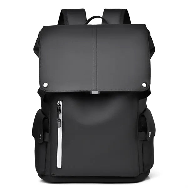 15.6inch PU Leather Laptop Backpack USB Charging