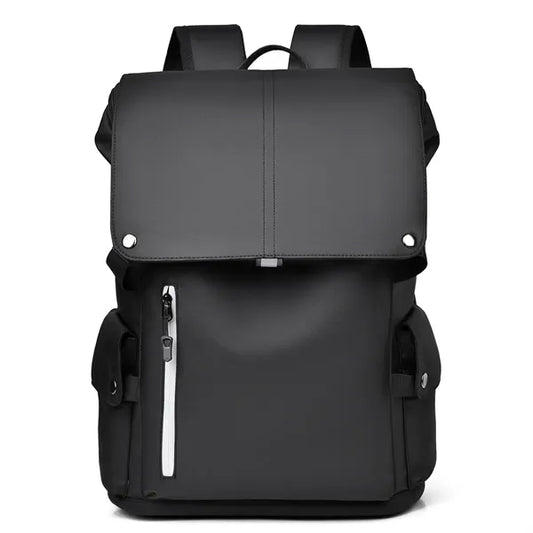15.6inch PU Leather Laptop Backpack USB Charging