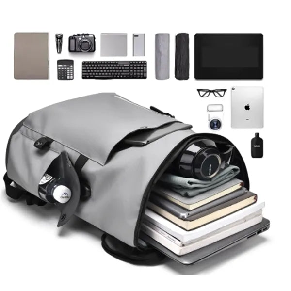 15.6inch PU Leather Laptop Backpack USB Charging