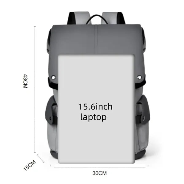 15.6inch PU Leather Laptop Backpack USB Charging