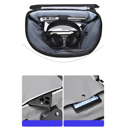 15.6inch PU Leather Laptop Backpack USB Charging