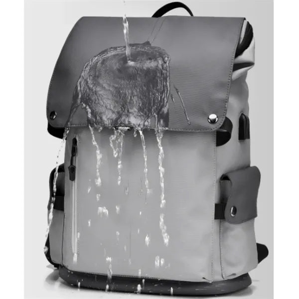 15.6inch PU Leather Laptop Backpack USB Charging