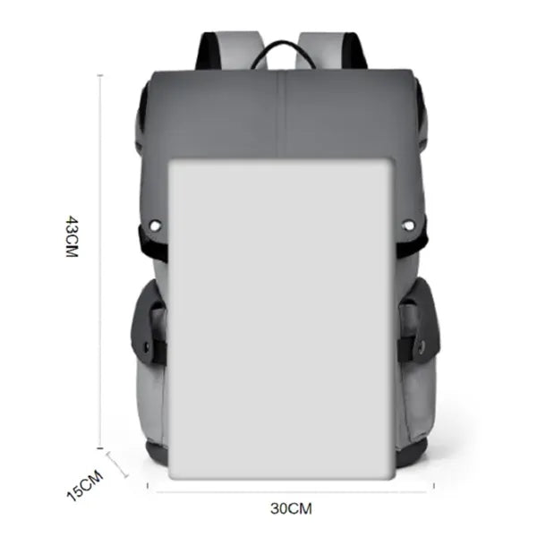 15.6inch PU Leather Laptop Backpack USB Charging
