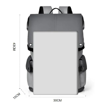 15.6inch PU Leather Laptop Backpack USB Charging