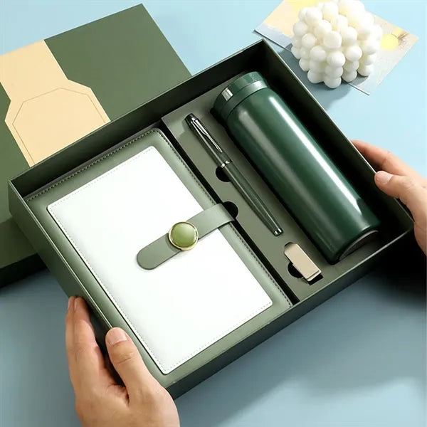 Office thermos cup pen USB flash drive notebook gift set