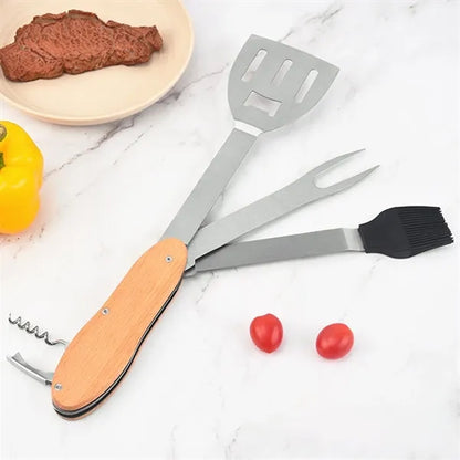Multi-function Stainless Steel Foldable 5-in-1BBQ Grill Tool