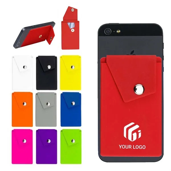 Adhesive Silicone Cell Phone Pocket Card Holder With Stand