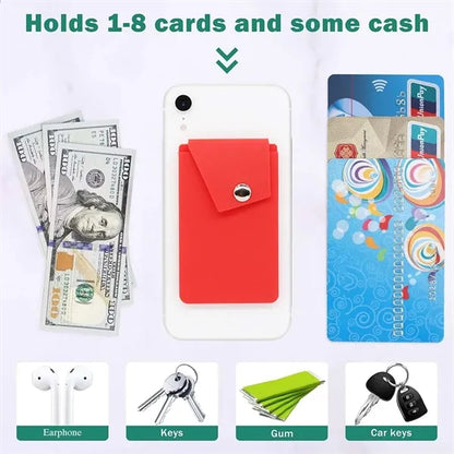 Adhesive Silicone Cell Phone Pocket Card Holder With Stand