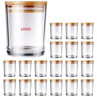 7 OZ Clear Candle Jars with Bamboo Lids