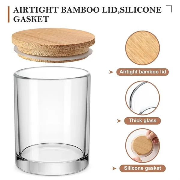 7 OZ Clear Candle Jars with Bamboo Lids