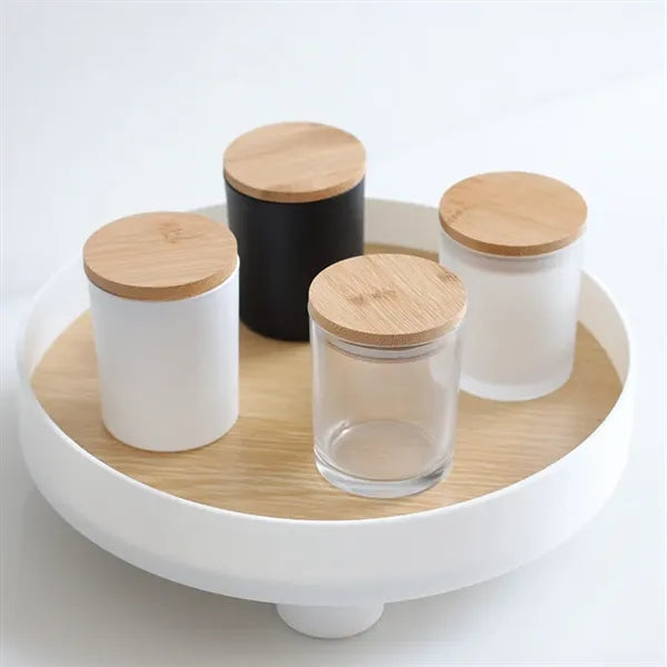 7 OZ Clear Candle Jars with Bamboo Lids