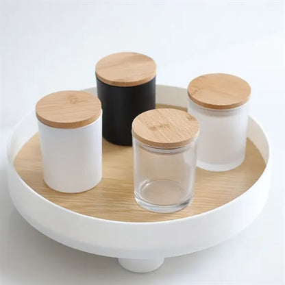 7 OZ Clear Candle Jars with Bamboo Lids