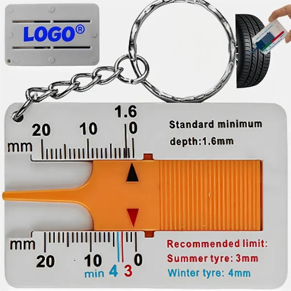 Multifunctional Keychain Tire Tread Depth Gauge Automotive