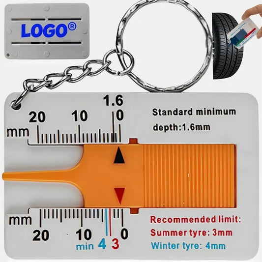 Multifunctional Keychain Tire Tread Depth Gauge Automotive