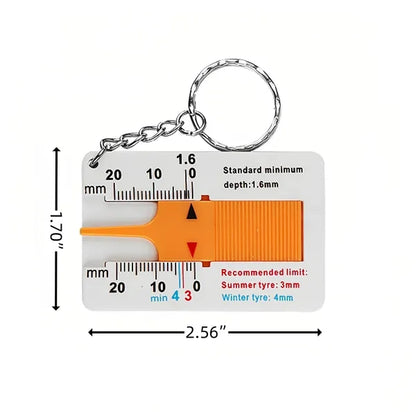 Multifunctional Keychain Tire Tread Depth Gauge Automotive