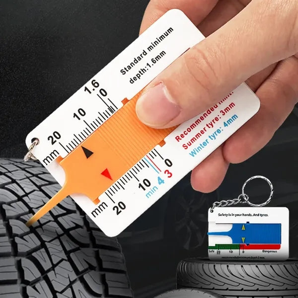 Multifunctional Keychain Tire Tread Depth Gauge Automotive