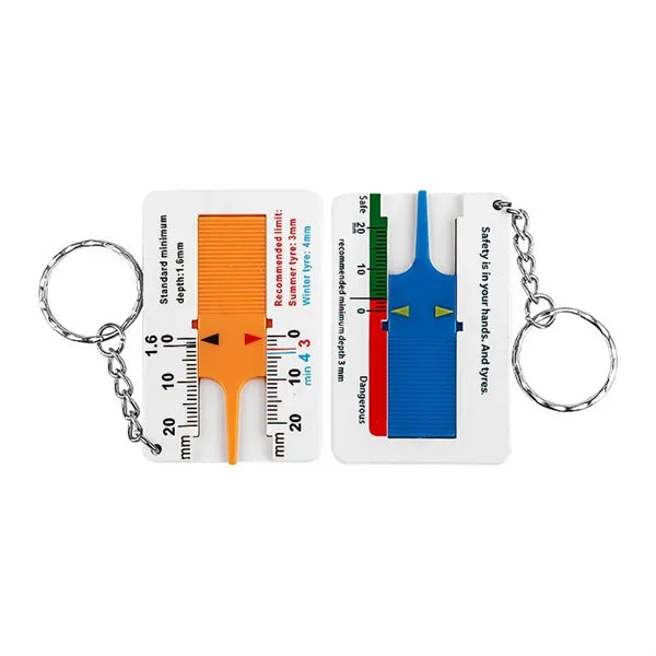Multifunctional Keychain Tire Tread Depth Gauge Automotive