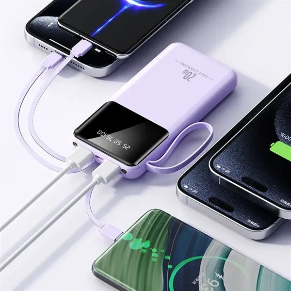 20000mAh Portable Charger with Built-in 4 Cables