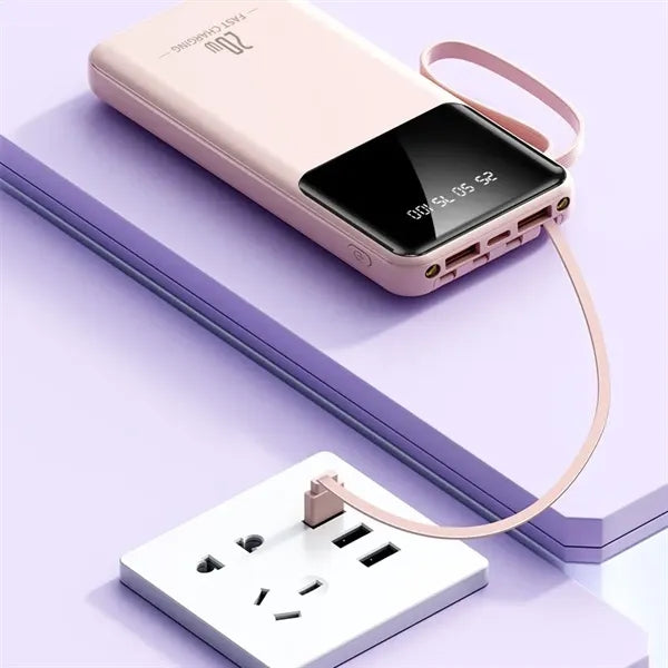 20000mAh Portable Charger with Built-in 4 Cables