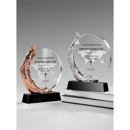 Metallic Plume Crystal Award