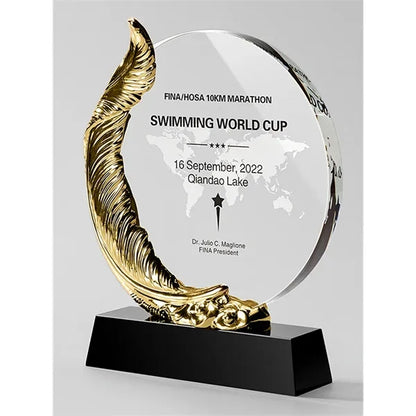Metallic Plume Crystal Award