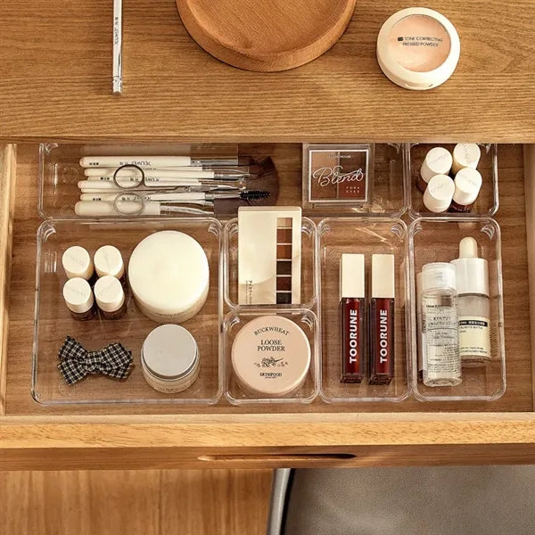 Desk Drawer Divider Organizers and Storage Bins for Makeup,