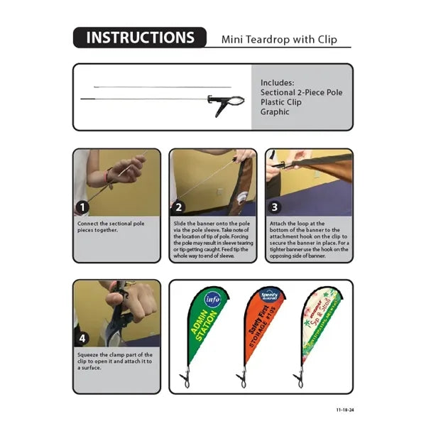 Double Sided Mini Teardrop Banner with Clip