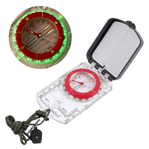 Orienteering Map LED Compass Sighting Mirror Luminous