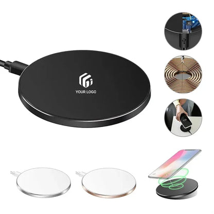 Portable metal round thin fast charging wireless charger