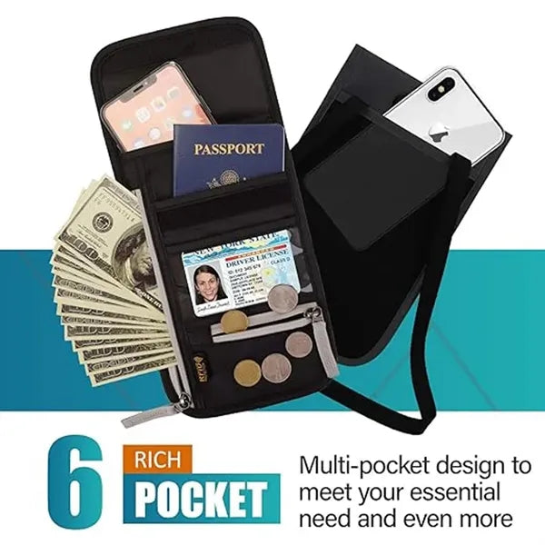 RFID Travel Neck Passport Wallet