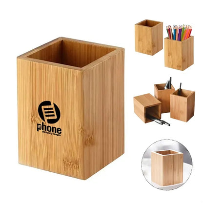 Bamboo Wood Pen Holder Stand for Desk