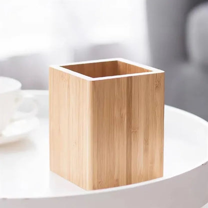 Bamboo Wood Pen Holder Stand for Desk