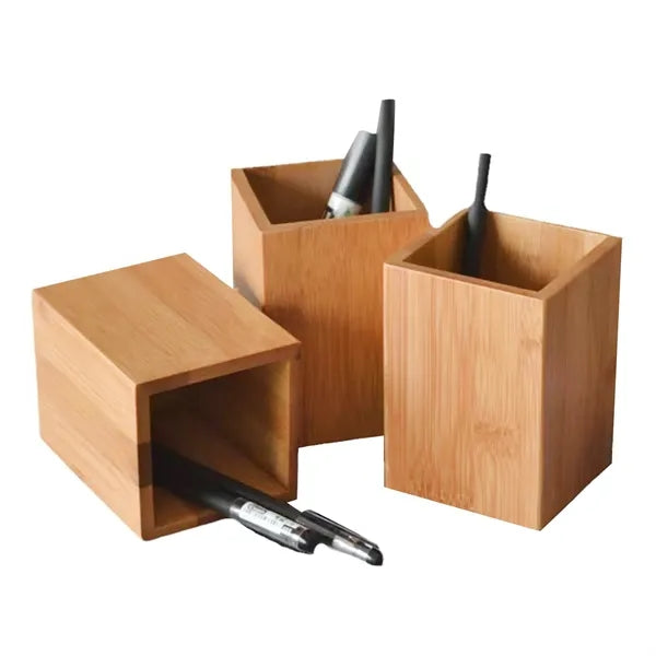 Bamboo Wood Pen Holder Stand for Desk