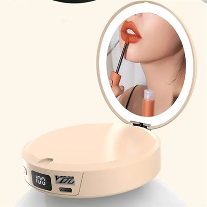 3-in-1 Power Bank Hand Warmer Makeup Mirror with Flashlight