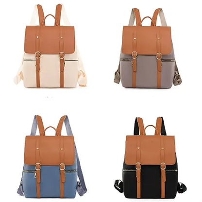 Leather Flip Cover School Laptop Travel Backpack