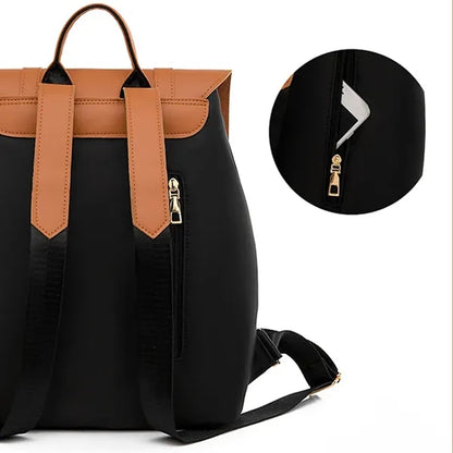 Leather Flip Cover School Laptop Travel Backpack