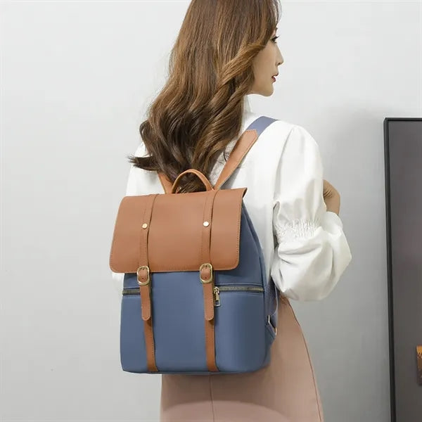 Leather Flip Cover School Laptop Travel Backpack