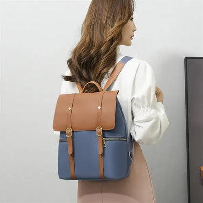 Leather Flip Cover School Laptop Travel Backpack