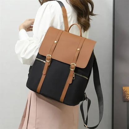 Leather Flip Cover School Laptop Travel Backpack