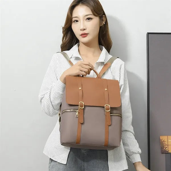 Leather Flip Cover School Laptop Travel Backpack