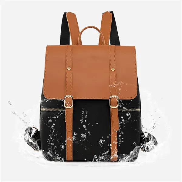 Leather Flip Cover School Laptop Travel Backpack