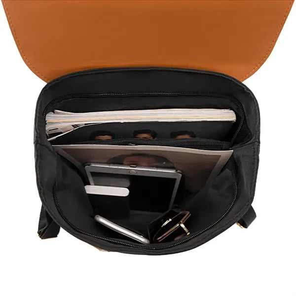 Leather Flip Cover School Laptop Travel Backpack