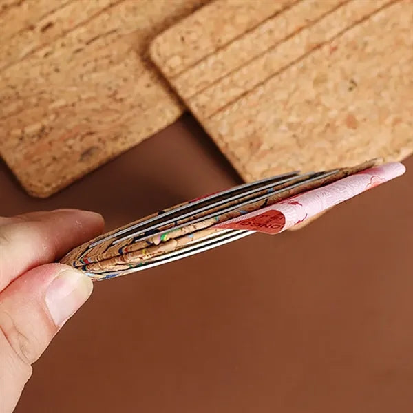 Eco-Friendly Cork Slim Minimalist Pocket Card Holder Case